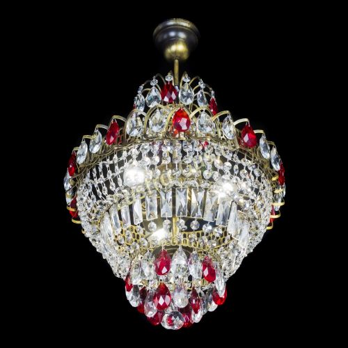 Люстра Ника подвесная Красная под бронзу в Подольске Гусь Хрустальный