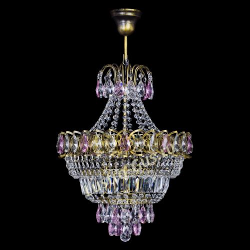 Люстра Ника подвесная Розовая под бронзу в Подольске Гусь Хрустальный