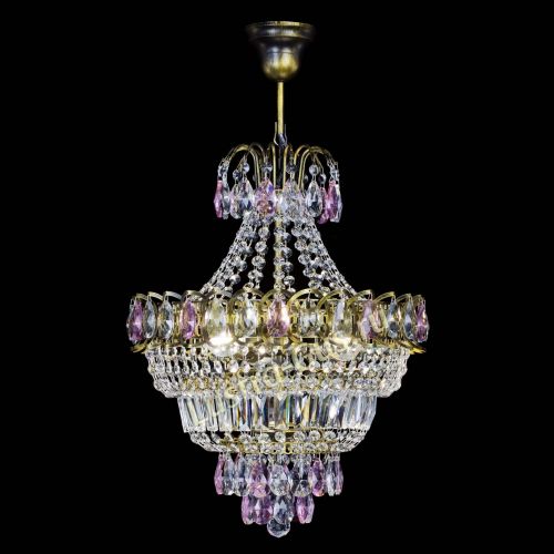 Люстра Ника подвесная Розовая под бронзу в Подольске Гусь Хрустальный