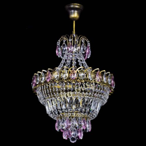 Люстра Ника подвесная Розовая под бронзу в Подольске Гусь Хрустальный