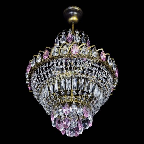 Люстра Ника подвесная Розовая под бронзу в Подольске Гусь Хрустальный