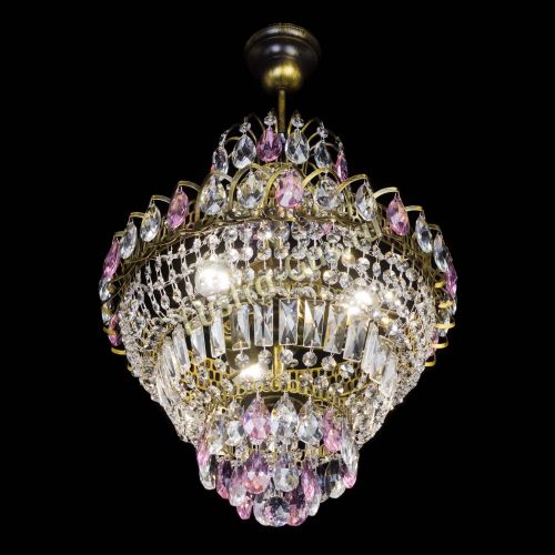 Люстра Ника подвесная Розовая под бронзу в Подольске Гусь Хрустальный