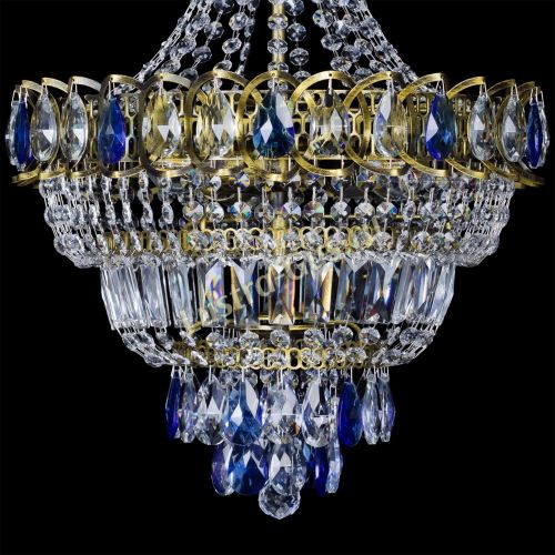 Люстра Ника подвесная Синяя под бронзу в Подольске Гусь Хрустальный