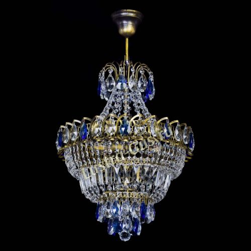 Люстра Ника подвесная Синяя под бронзу в Подольске Гусь Хрустальный