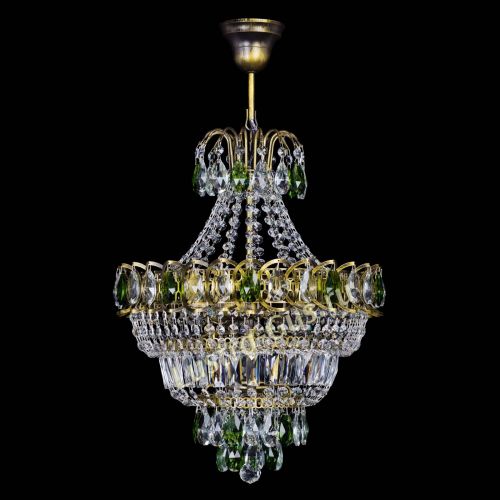 Люстра Ника подвесная Зеленая под бронзу в Подольске Гусь Хрустальный