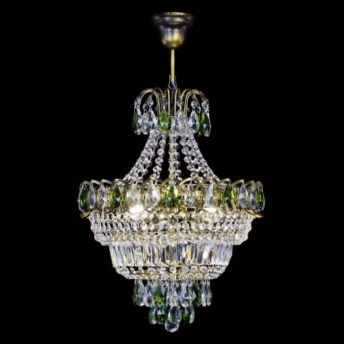 Люстра Ника подвесная Зеленая под бронзу в Подольске Гусь Хрустальный