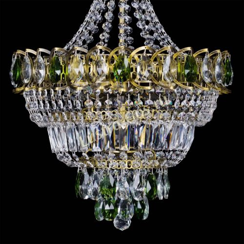 Люстра Ника подвесная Зеленая под бронзу в Подольске Гусь Хрустальный