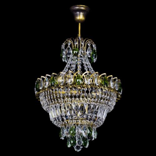 Люстра Ника подвесная Зеленая под бронзу в Подольске Гусь Хрустальный