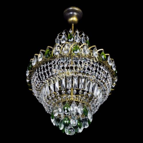 Люстра Ника подвесная Зеленая под бронзу в Подольске Гусь Хрустальный