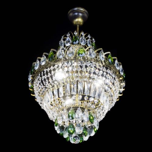 Люстра Ника подвесная Зеленая под бронзу в Подольске Гусь Хрустальный