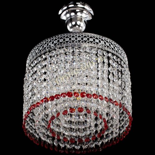 Люстра Венеция Капель №1 с подвесом Красная в Подольске Гусь Хрустальный