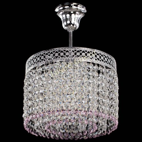 Люстра Венеция Капель №1 с подвесом Розовая в Подольске Гусь Хрустальный