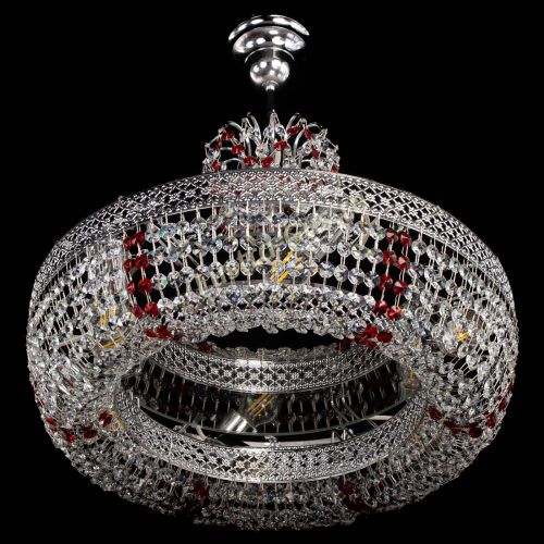 Люстра Венеция Кольцо с подвесом Красная в Подольске Гусь Хрустальный