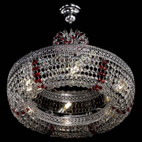Люстра Венеция Кольцо с подвесом Красная в Подольске Гусь Хрустальный