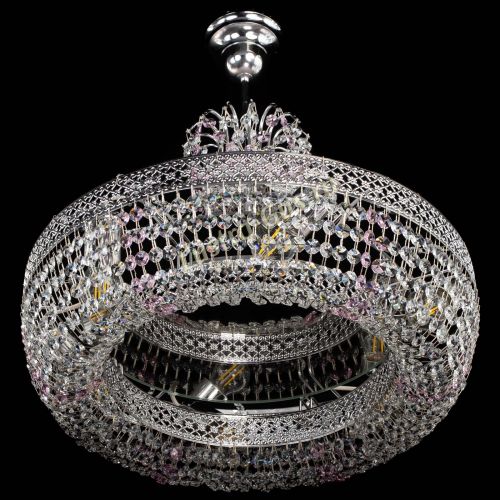 Люстра Венеция Кольцо с подвесом Розовая в Подольске Гусь Хрустальный