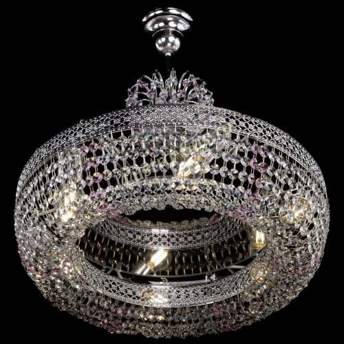 Люстра Венеция Кольцо с подвесом Розовая в Подольске Гусь Хрустальный