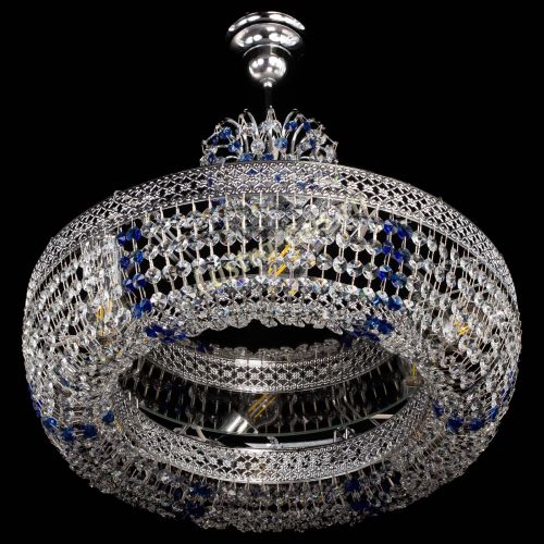 Люстра Венеция Кольцо с подвесом Синяя в Подольске Гусь Хрустальный