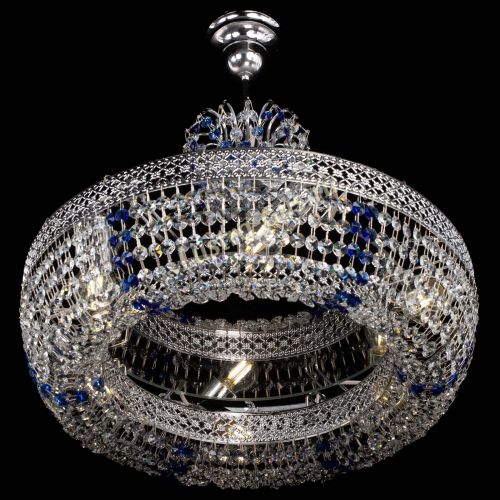 Люстра Венеция Кольцо с подвесом Синяя в Подольске Гусь Хрустальный