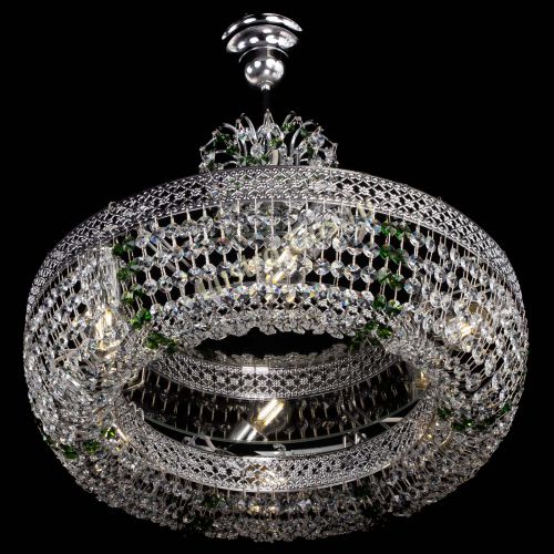 Люстра Венеция Кольцо с подвесом Зеленая в Подольске Гусь Хрустальный