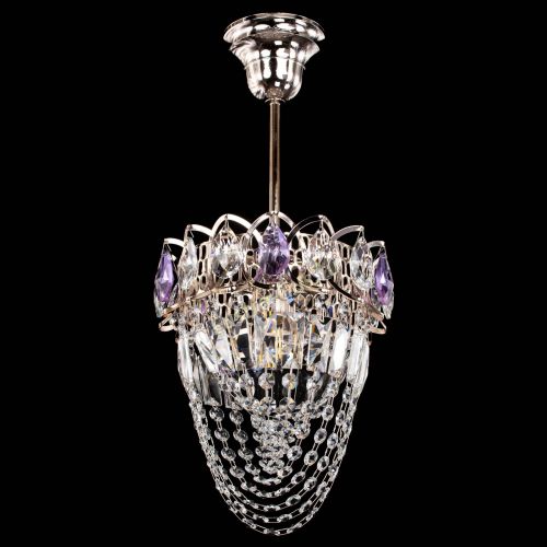 Люстра Водоворот №1 мини с подвесом фиолетовая в Подольске Гусь Хрустальный