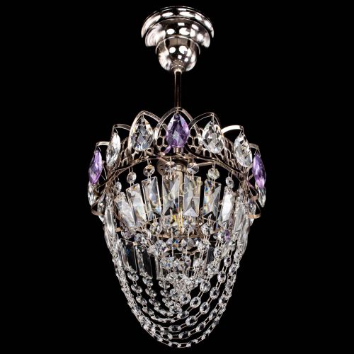 Люстра Водоворот №1 мини с подвесом фиолетовая в Подольске Гусь Хрустальный