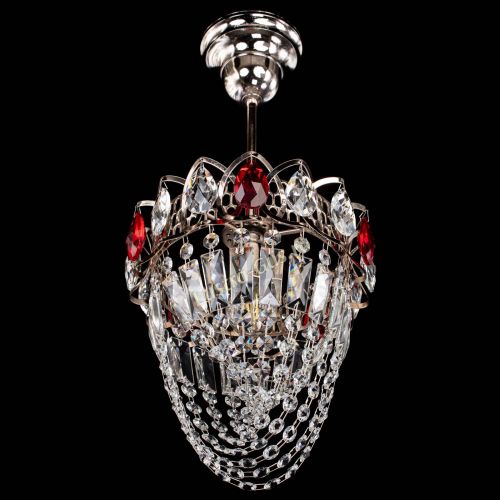 Люстра Водоворот №1 мини с подвесом красная в Подольске Гусь Хрустальный