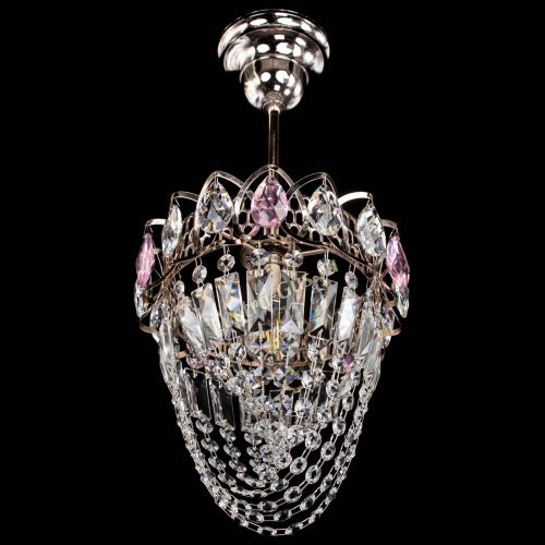 Люстра Водоворот №1 мини с подвесом розовая в Подольске Гусь Хрустальный