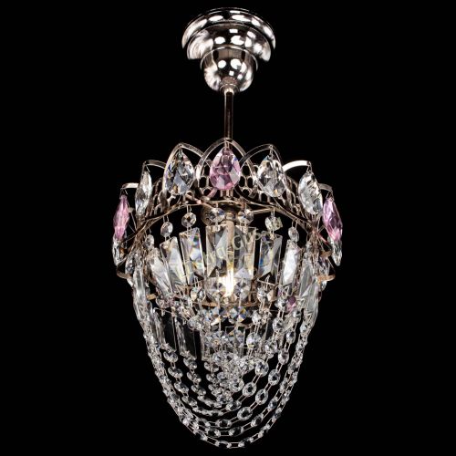 Люстра Водоворот №1 мини с подвесом розовая в Подольске Гусь Хрустальный