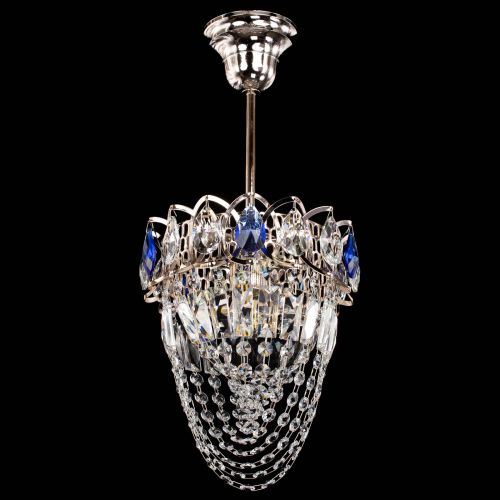 Люстра Водоворот №1 мини с подвесом синяя в Подольске Гусь Хрустальный