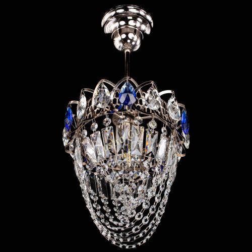 Люстра Водоворот №1 мини с подвесом синяя в Подольске Гусь Хрустальный