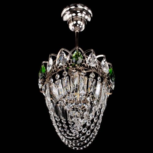 Люстра Водоворот №1 мини с подвесом зеленая в Подольске Гусь Хрустальный