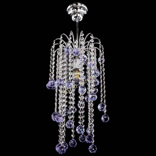 Люстра Зима каскад шар 30 фиолетовая в Подольске Гусь Хрустальный