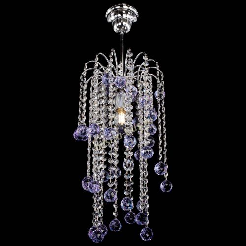 Люстра Зима каскад шар 30 фиолетовая в Подольске Гусь Хрустальный