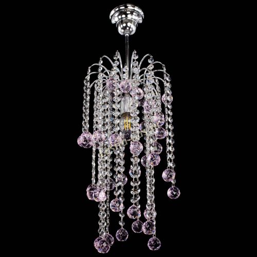 Люстра Зима каскад шар 30 розовая в Подольске Гусь Хрустальный