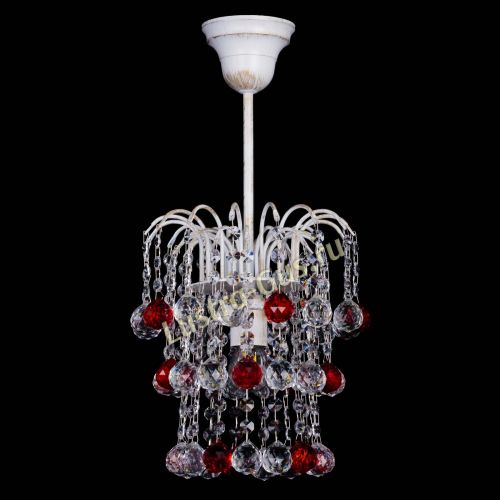 Люстра Зима шар красная (белая патина)  в Подольске Гусь Хрустальный