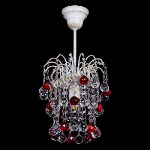 Люстра Зима шар красная (белая патина)  в Подольске Гусь Хрустальный