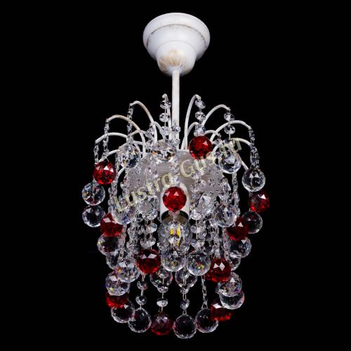 Люстра Зима шар красная (белая патина)  в Подольске Гусь Хрустальный