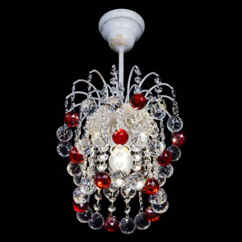 Люстра Зима шар красная (белая патина)  в Подольске Гусь Хрустальный