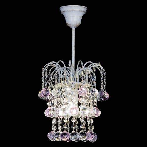 Люстра Зима шар розовая (белая патина)  в Подольске Гусь Хрустальный