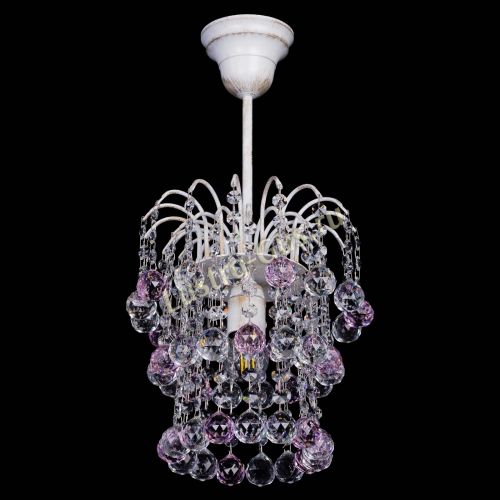 Люстра Зима шар розовая (белая патина)  в Подольске Гусь Хрустальный