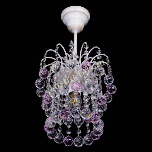 Люстра Зима шар розовая (белая патина)  в Подольске Гусь Хрустальный