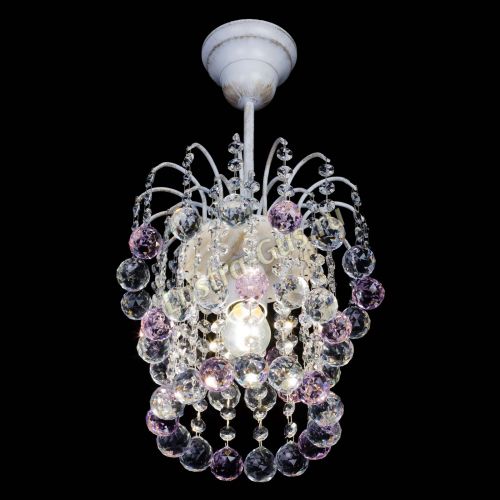 Люстра Зима шар розовая (белая патина)  в Подольске Гусь Хрустальный