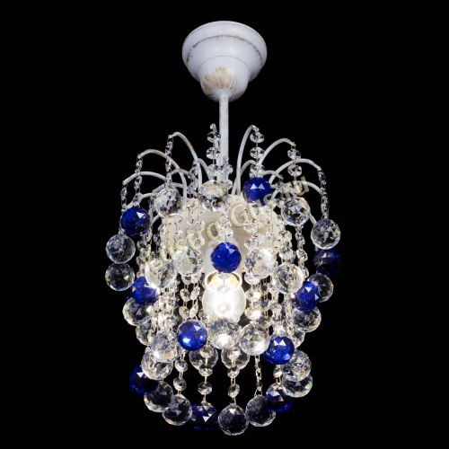 Люстра Зима шар синяя (белая патина)  в Подольске Гусь Хрустальный