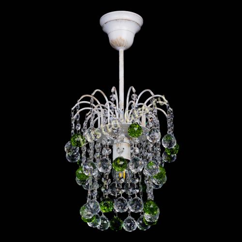 Люстра Зима шар зеленая (белая патина)  в Подольске Гусь Хрустальный