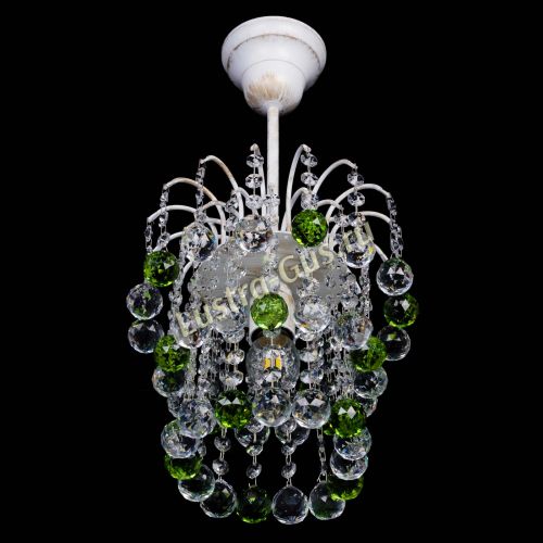 Люстра Зима шар зеленая (белая патина)  в Подольске Гусь Хрустальный