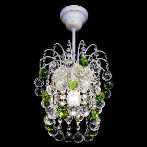 Люстра Зима шар зеленая (белая патина)  в Подольске Гусь Хрустальный
