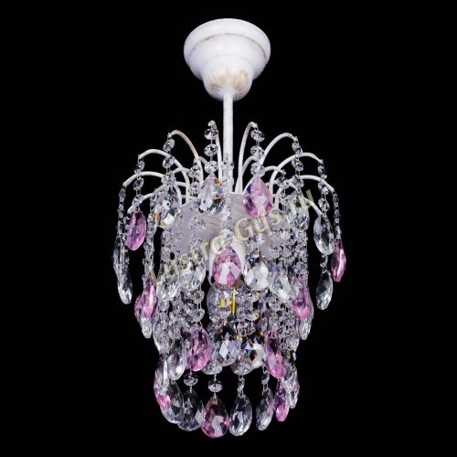 Люстра Зима журавлик розовая (белая патина) в Подольске Гусь Хрустальный