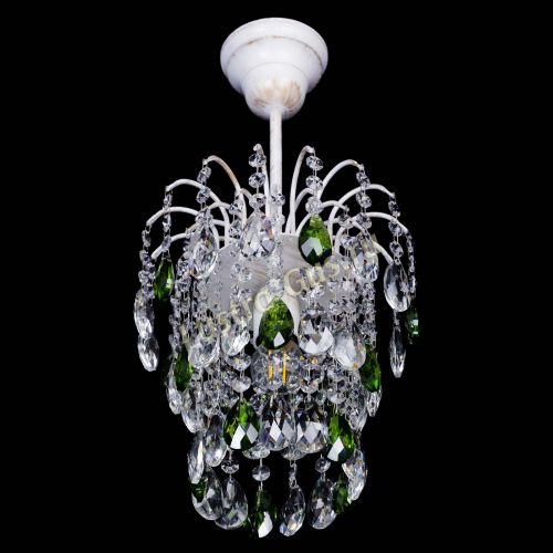 Люстра Зима журавлик зеленая (белая патина) в Подольске Гусь Хрустальный