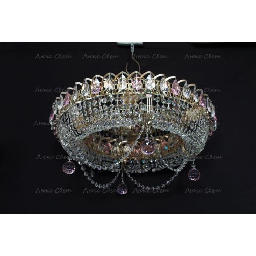 Люстра Кольцо блин розовая в Подольске Гусь Хрустальный