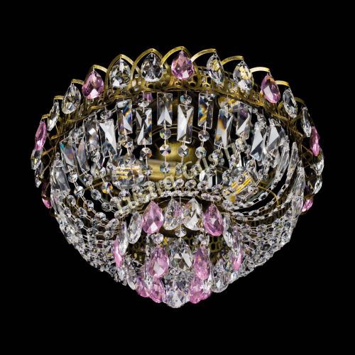 Люстра Астра Бутон №3 розовая под бронзу в Подольске Гусь Хрустальный